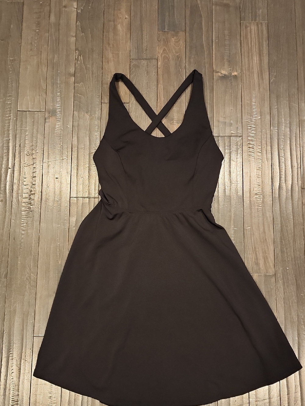 Black Active Crossback Fit-and-Flare Women's Dress